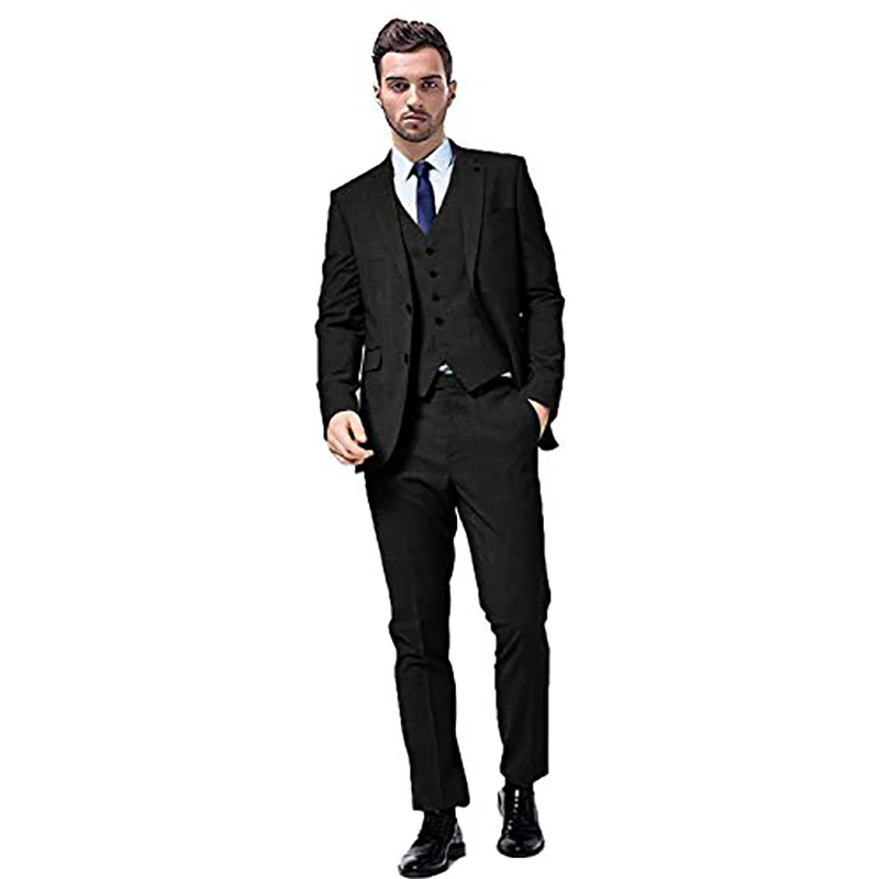 

Men's Slim Fit Suits Classic Business 3 Piece Jacket Vest and Pants Sets 2 Buttons Formal Tuxedo Groom Wedding Party Blazer