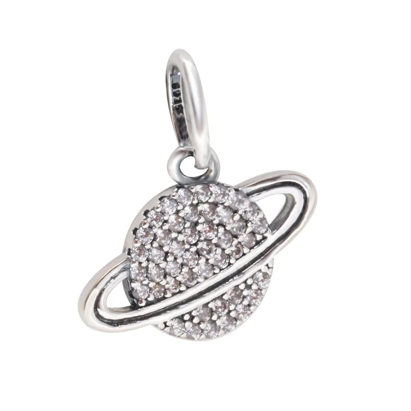 

Lorena Genuine 925 Sterling Silver Fully inlaid zircon planet clavicle chain pendant fit Original charm Bracelet