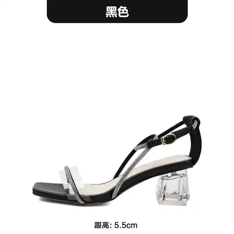 

Gomini women's sandals 2021 new summer fairy crystal Mid Heel open toe high heels