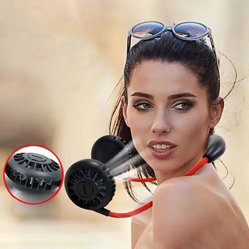 

Hands-free Neck Band Dual Fan Portable USB Rechargeable Mini Small Fan Aromatherapy Colorful Lights Outdoor Travel Fan