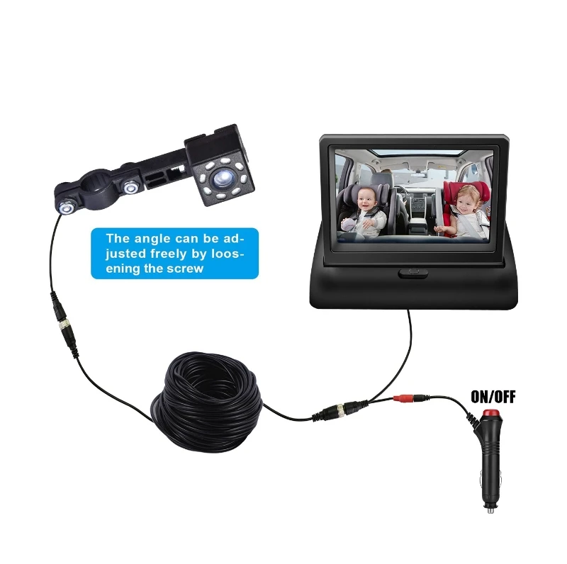 

Shockproof Baby Child Car Seat Mirror 360° Adjustable Infants Safety Back Seat Monitor with Camera 150° Wide View