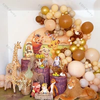 137pcs macaron yellow cocoa balloons garland kids birthday party decoration doubled cream peach ballon arch baby shower decor