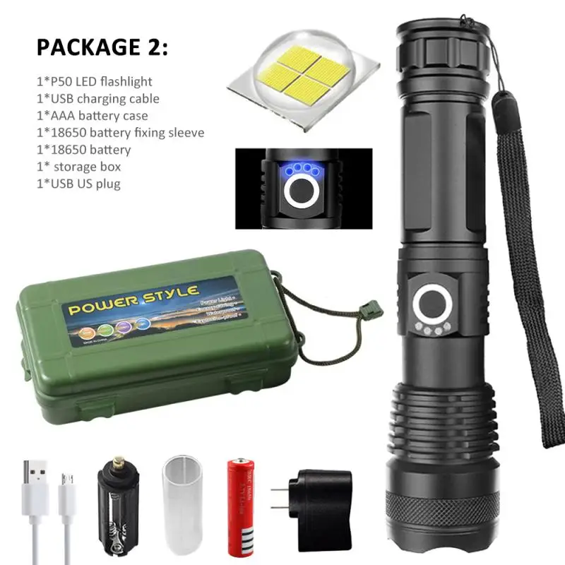 XHP50 Супер мощный светодиодный фонарь XHP90 XHP70 с приближением, тактический фонарь, водонепроницаемый, ультра яркий фонарь XHP50, Лампа 18650, перезаряжаемая через USB - Испускаемый цвет: XHP50