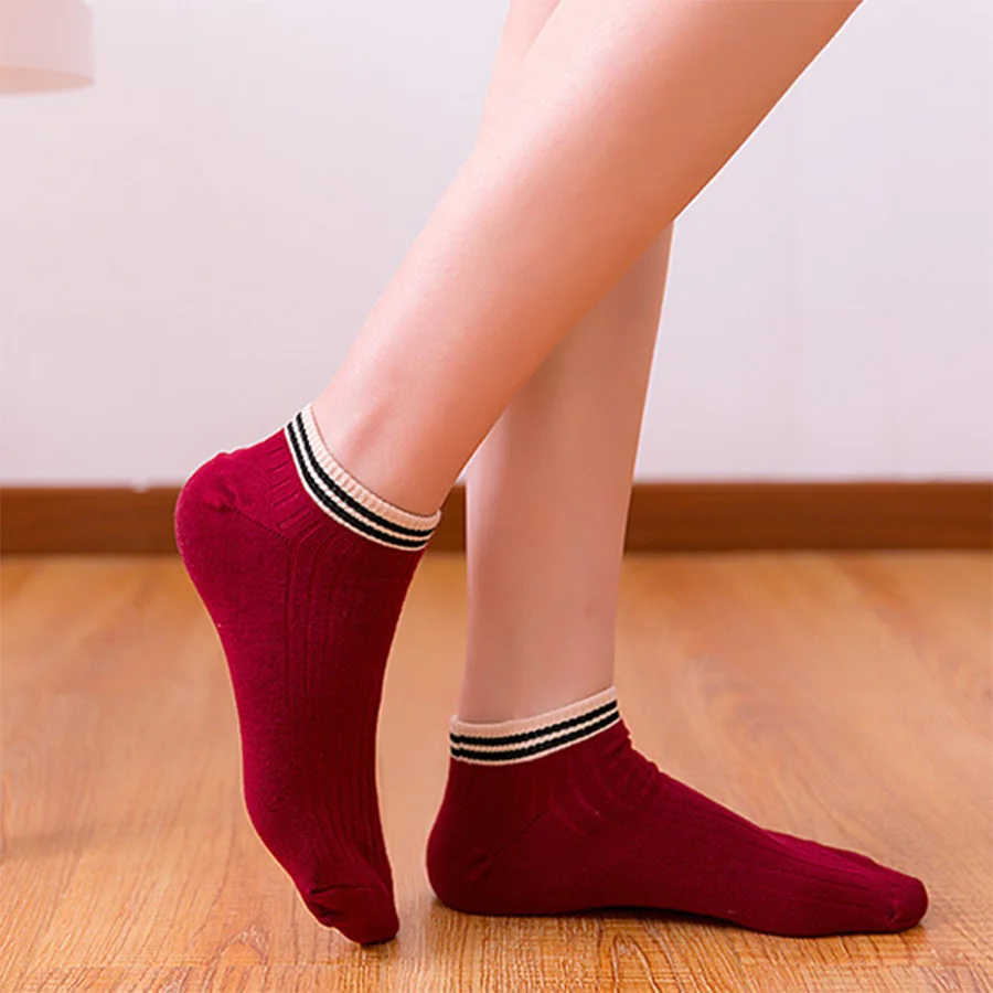 Женские короткие носки полосатые с узором повседневные хлопковые Calcetines