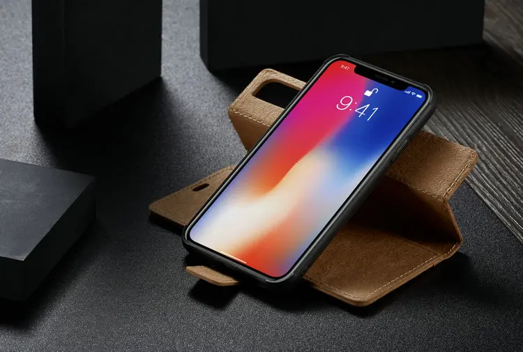 Роскошный флип-кейс WHATIF для IPhone 11 Pro Max 6S 7 8 Plus из крафт-кожи с отделением для карт и подставкой для IPhone X XS Max XR