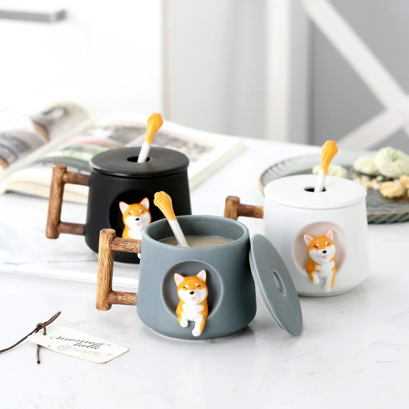 

INS Shiba Inu Akita DOG 420ML COFFEE TEA MUGS CUP NORTH EUROPE STYLE FASHION DESIGN Tumbler Cup Ceramic Mug Cute Cup