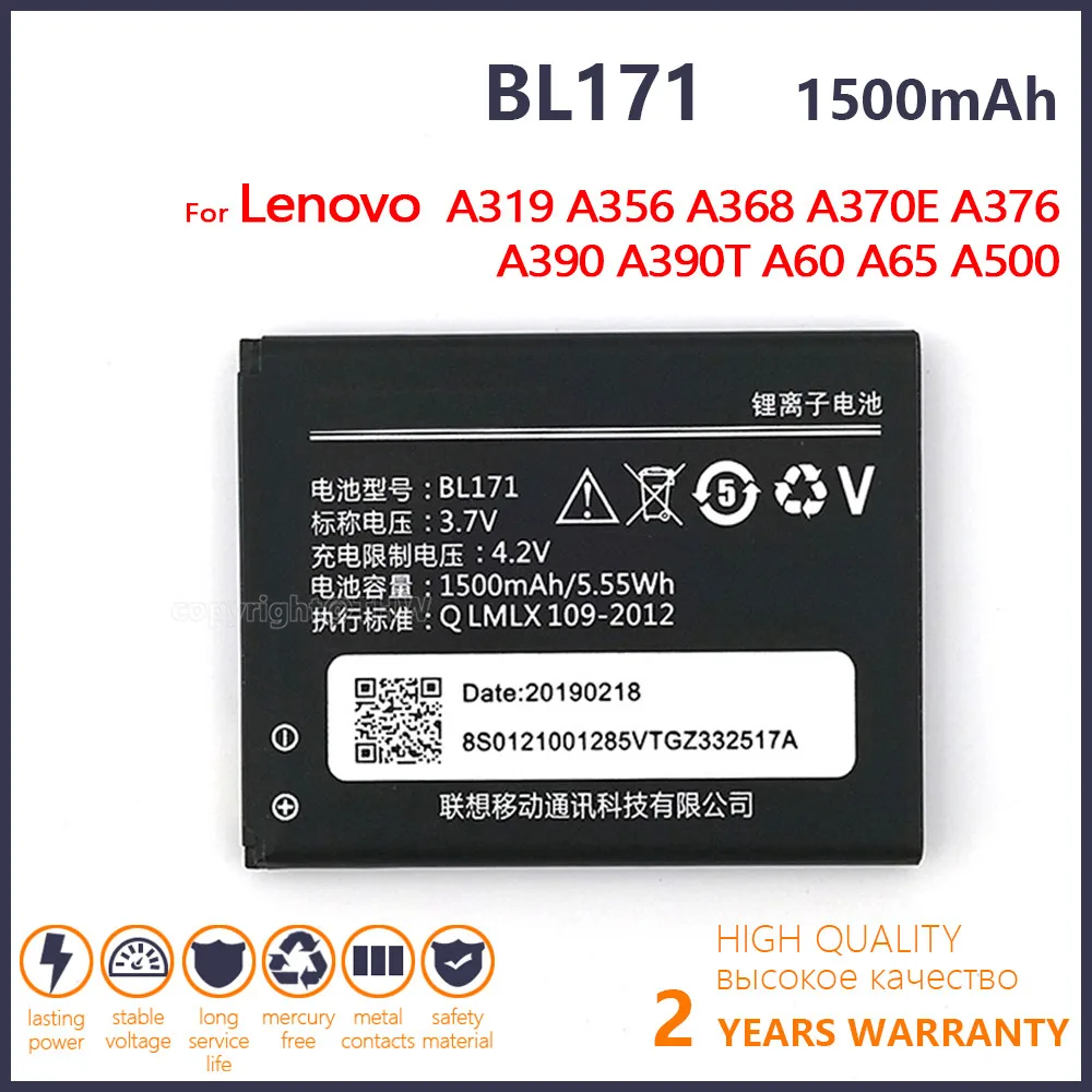 

100% Original 1500mAh BL171 Battery For Lenovo A319 A356 A368 A370E A376 A390 A390T Genuine Phone Batteries With Tracking Number