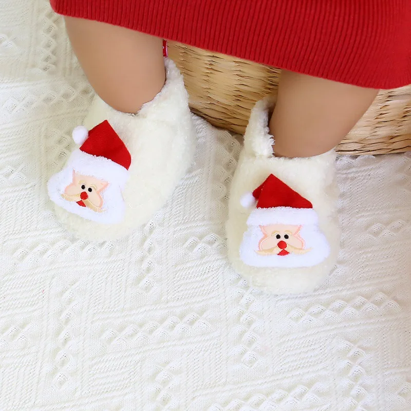 Christmas Newborn Baby Shoes Girl Boy Soft Anti Slip Shoes Winter Warm Toddler Newborn Shoes First Walkers