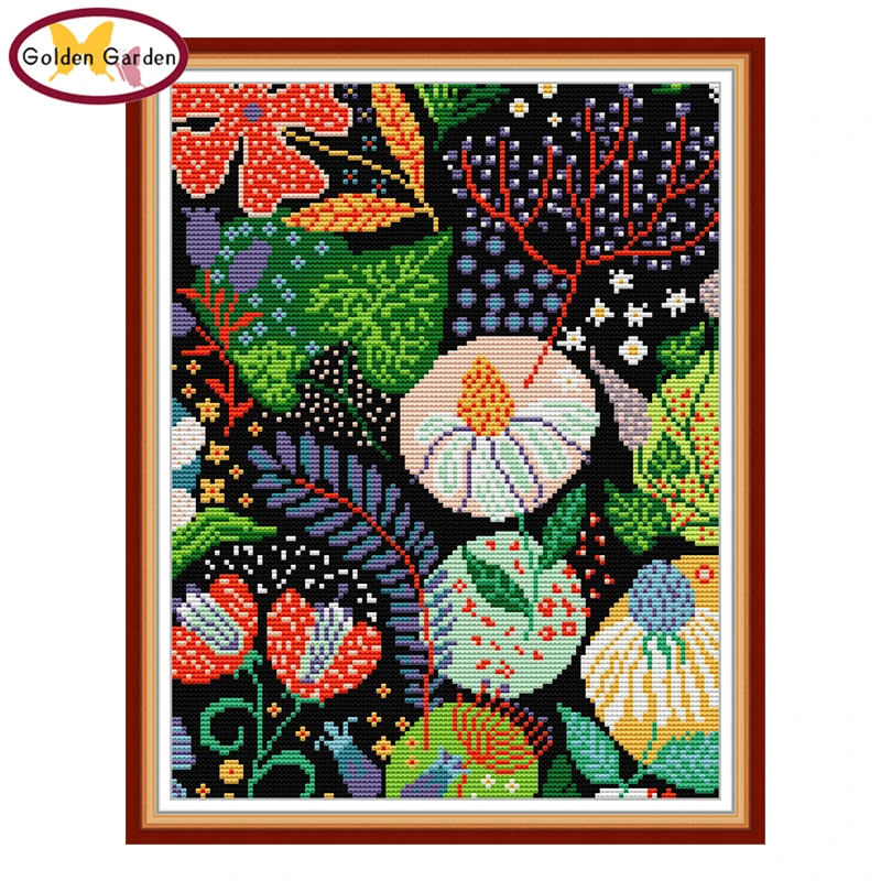 

GG Colorful Pattern Counted Cross Stitch Joy Sunday 11CT14CT DIY Handcraf Cross Stitch Embroidery Needlework Kits for Home Decor