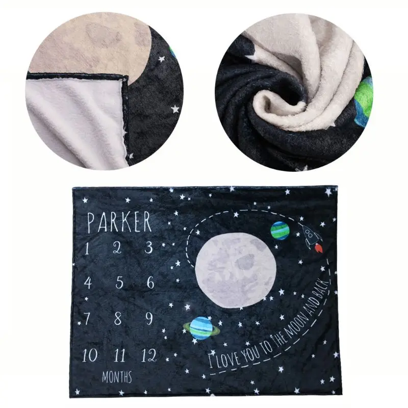 

1PC Starry Sky Pattern Printed Baby Blanket Super Soft Flannel Sleeping Swaddle Wrap Month Milestone Blanket Play Mat Photo Prop