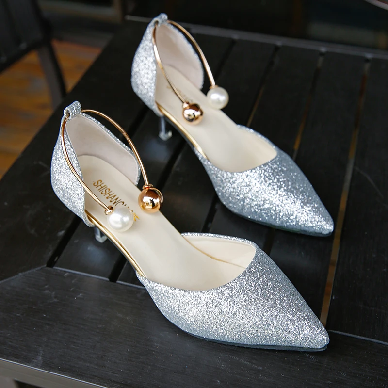 Новинка лета 2019 женская версия с натуральным жемчугом 10 см туфли на шпильке