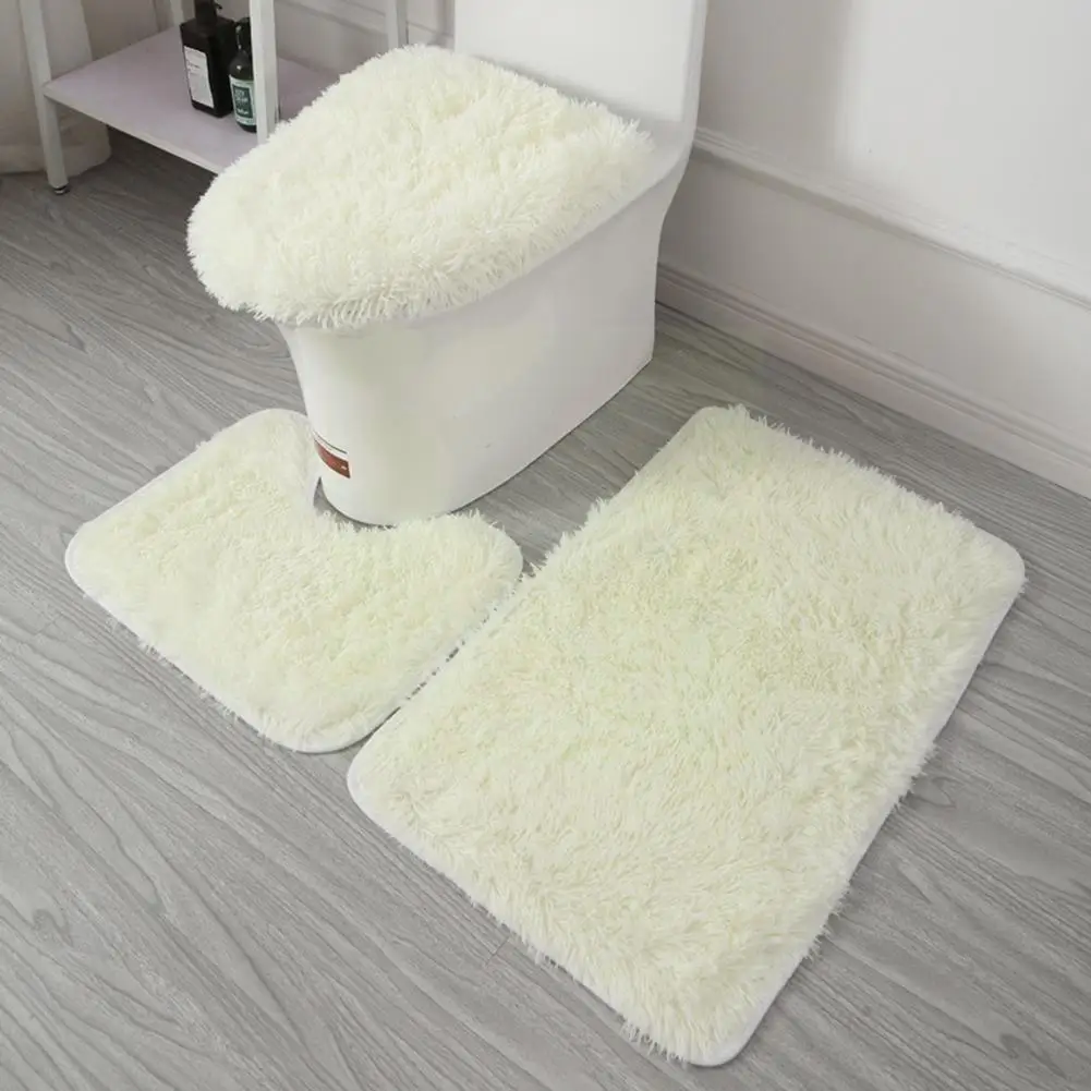 

Набор цветных подушек для унитаза из трех предметов с длинными волосами, прямоугольная Современная крышка для унитаза, декоративные коврик...