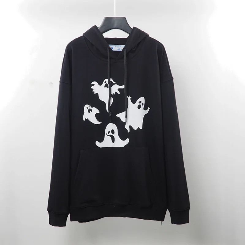 

Ghost print casual long sleeve hooded sweater for men and women
