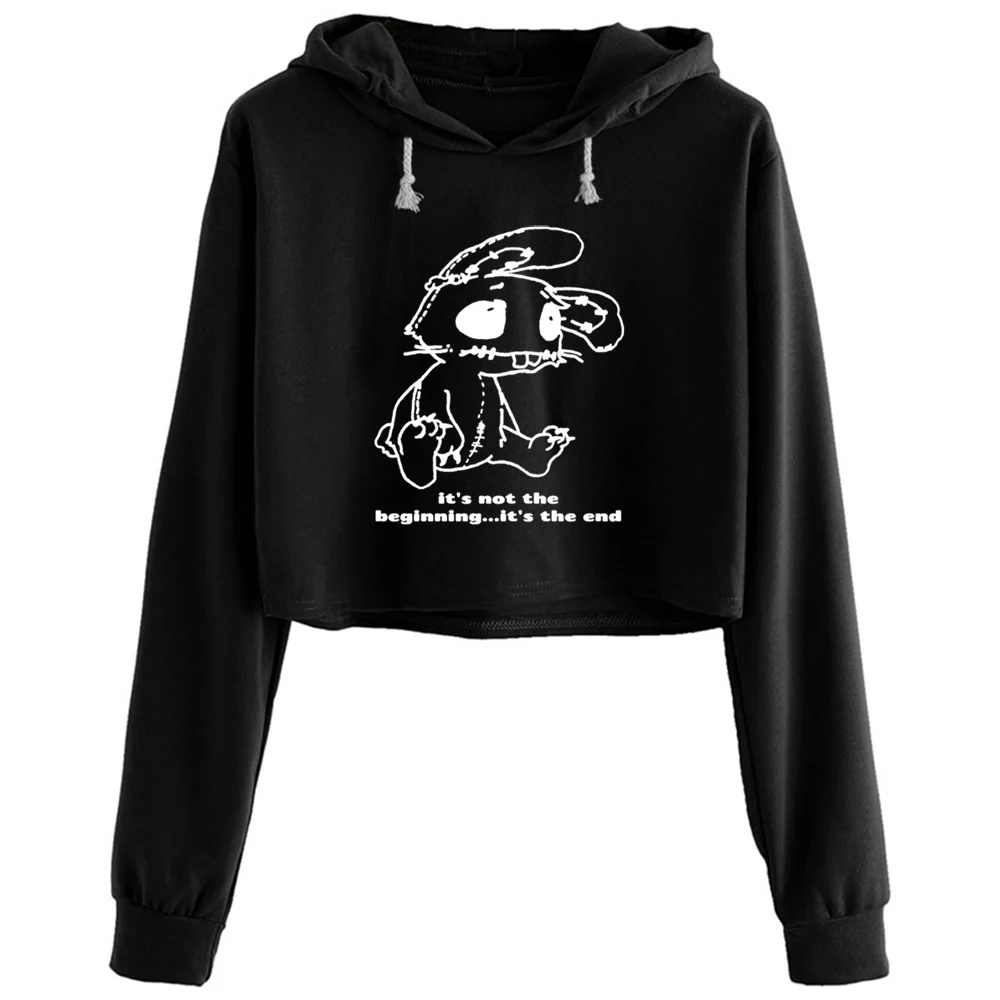 

Sad Bunny Bunny Emo Crop Hoodies Women Korean Y2k Kawaii Goth Pullover For Girls