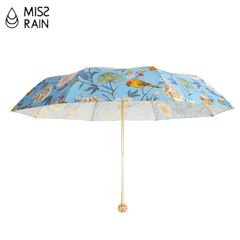 Женский складной зонт MissRain с золотой ручкой креативный Компактный Зонт золотыми