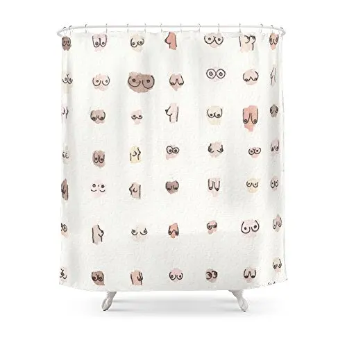 

Boobs Shower Curtain Fabric Liner with 12 Hooks 72Wx80H inch Waterproof and Mildewproof