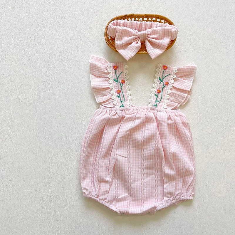 

2021 Summer baby girls clothes New Baby Bodysuits Toddler One Piece Infant Embroidery One Piece Girls Outerwear