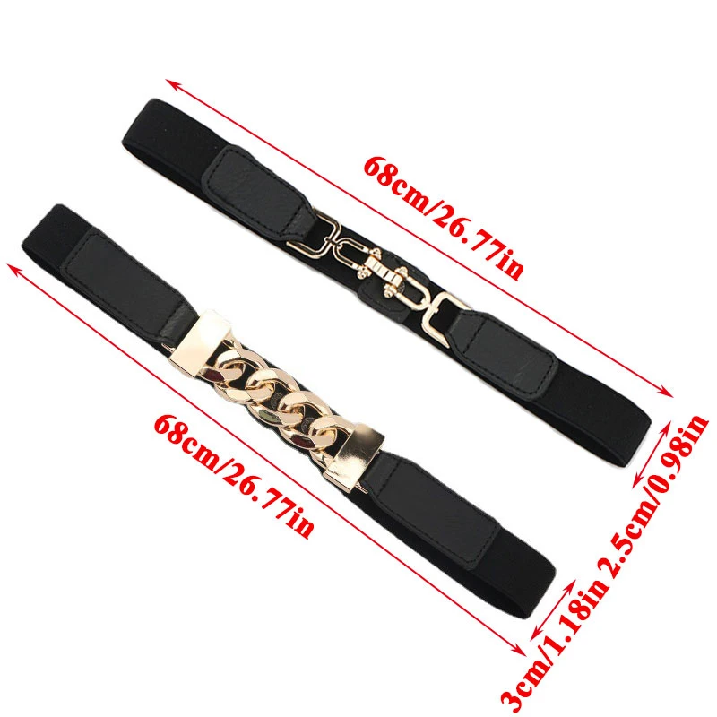 

Decorative Waistband Stretch Lady Cummerbunds Gold Chain Belt Silver Metal Waist Belt Fashion Elastic Belt Dress Coat Sweater