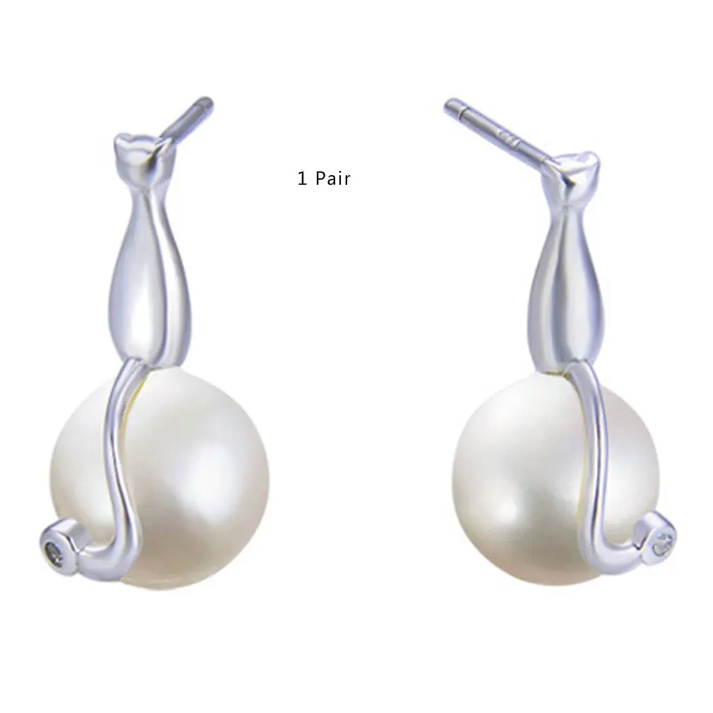 S925 Стерлинговое Серебро Имитация Жемчуга стильные серьги пикантные аксессуары