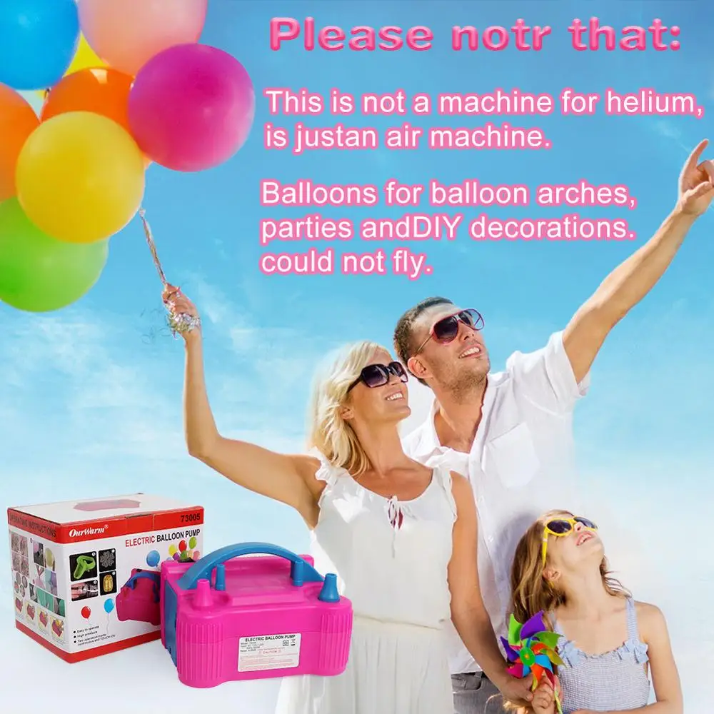 

Ourwarm Electric Balloon Pump Inflator Double Hole Portable Air Blower Eu/US Plug Nozzle Air Compressor Ballons Accessories