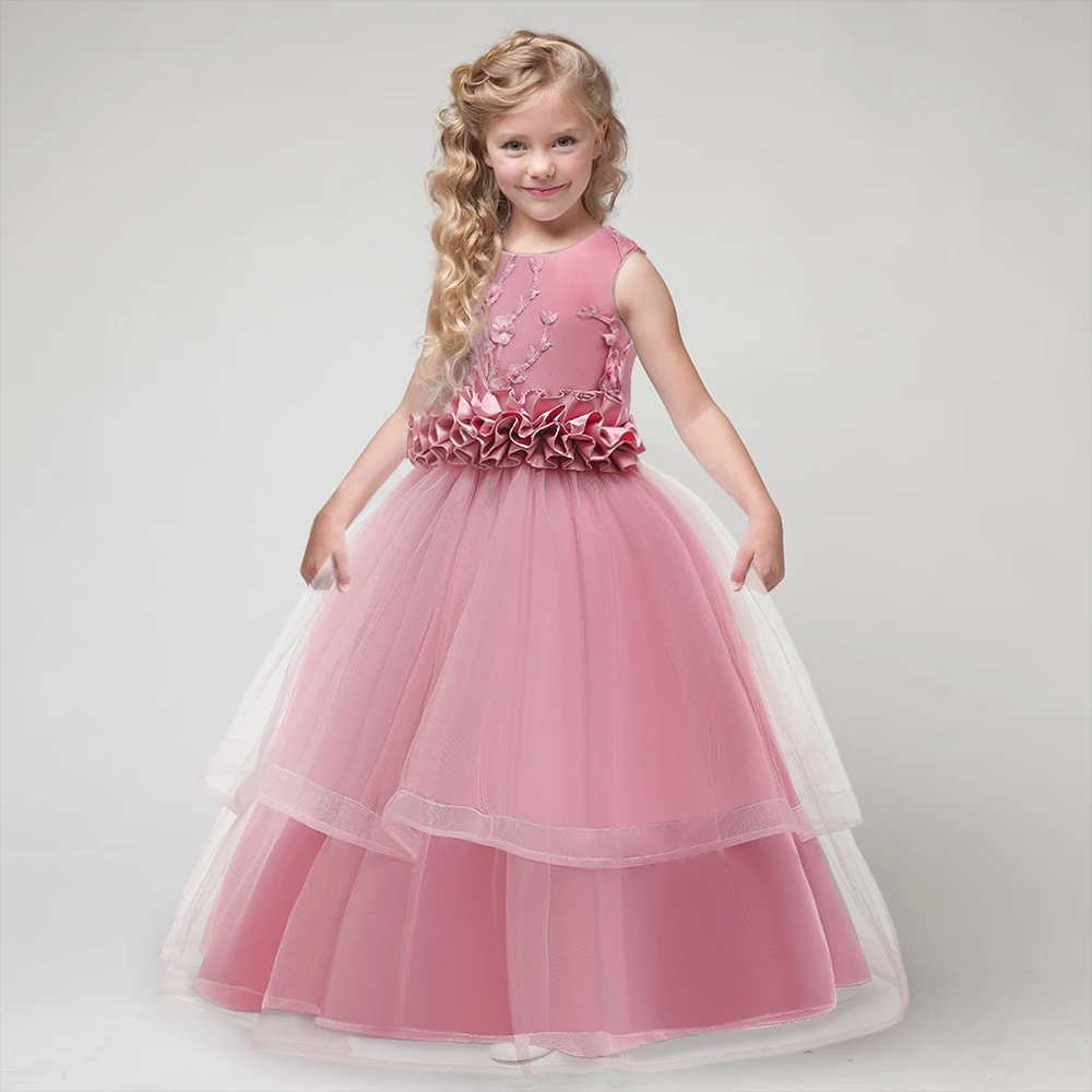 High Quality Summer Flower Girl Dress Children's Child Clothes Princess Costume Party Baby Wedding Vestido Comunion | Детская одежда