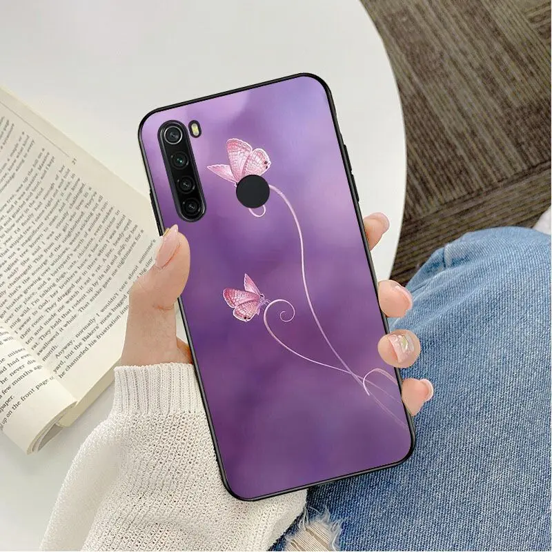 Red butterfly on white roses flower Photo Soft Phone Case For Redmi 5 6 5plus 6Pro 6A S2 4X Redmi 7 7A Cover case Mobile Cover