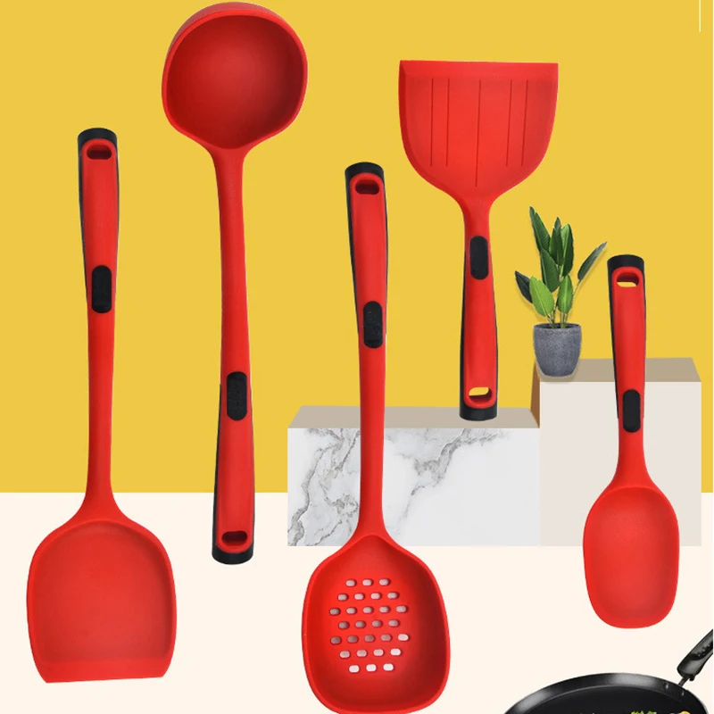 

Kitchenware Silicone Cooking Utensils Set Nonstick Heat Resistant Cookware Spatula Shovel Soup Spoon Colander Cooking Tools