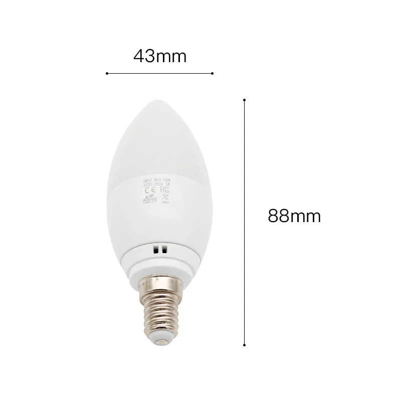 E14 WiFi LED свеча лампа 5 Вт равный 40 RGB 6000 К изменение цвета беспроводной ночной
