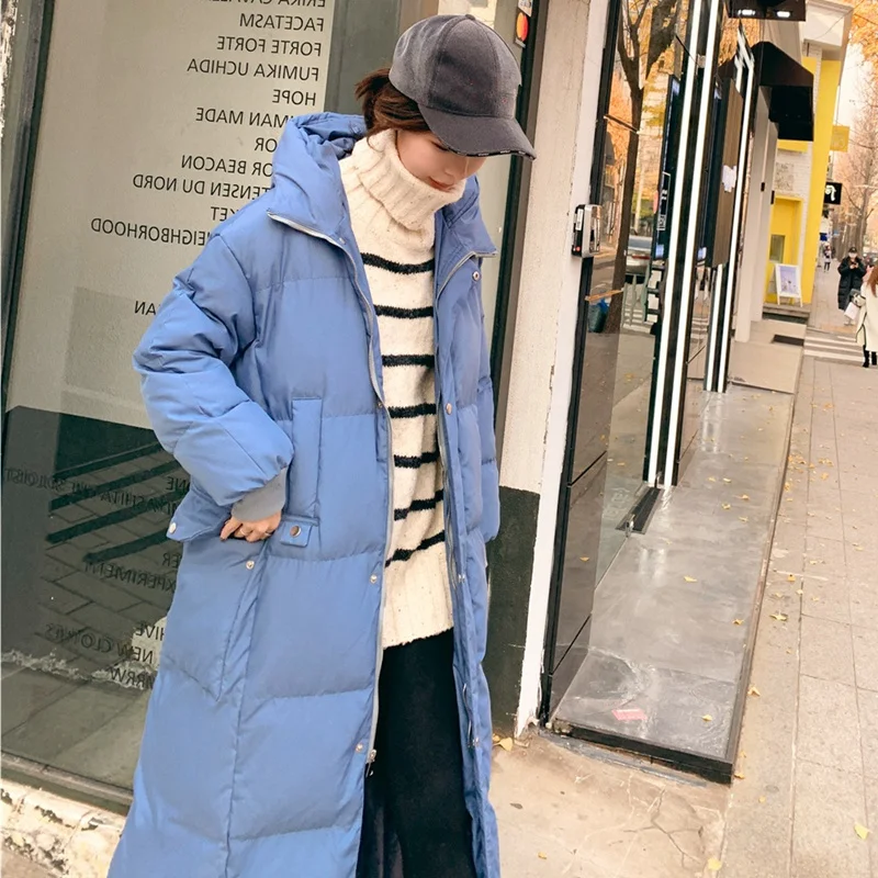 Супер длинные зимние парки пуховик с хлопковой подкладкой Женская куртка