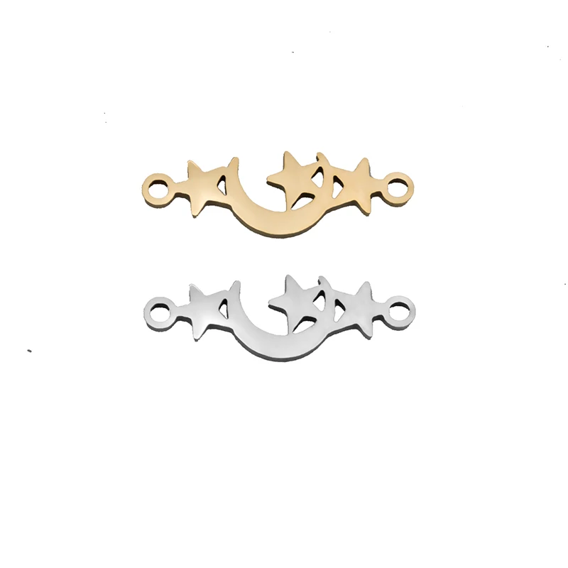5 шт./лот соединители для браслетов из нержавеющей стали в виде Луны и звезды