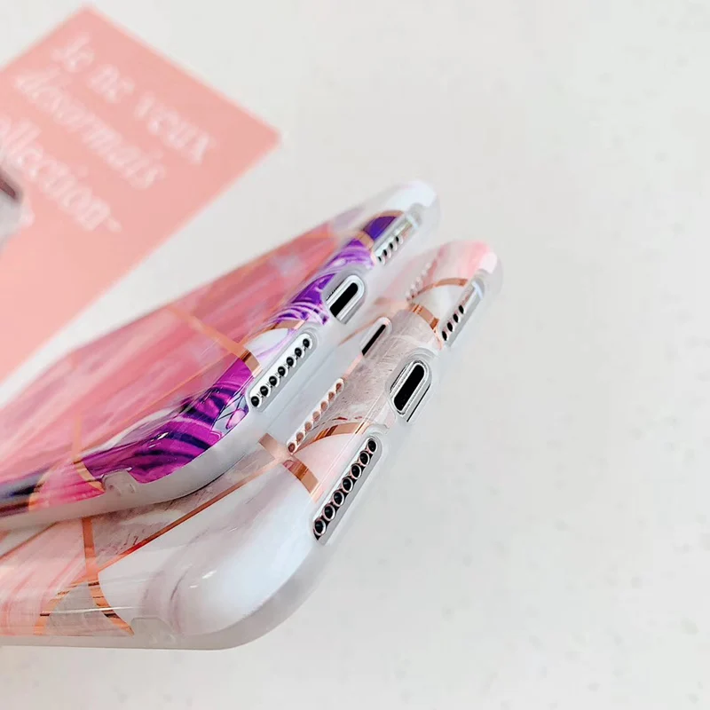 Роскошный Мраморный мягкий чехол из ТПУ для телефона iPhone 11 Pro X XR XS Max глянцевый с