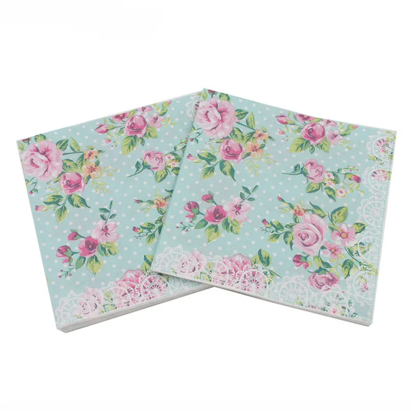 

20pcs Color Printing Paper Napkins Festive Party Tissue Floral Decoration 33cm*33cm