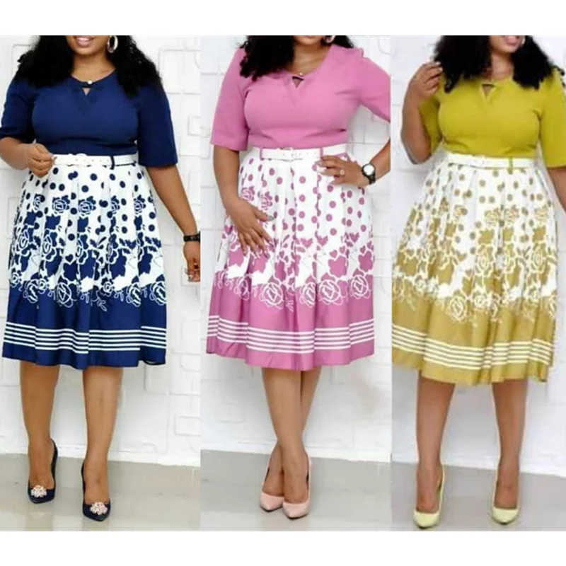 Женское платье в африканском стиле элегантное однотонное с цветочным принтом