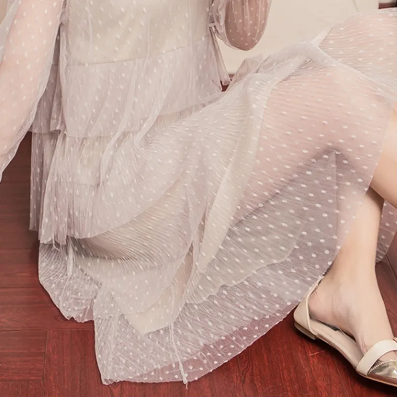 Осеннее Сетчатое платье Одежда для беременных женщин новое корейское элегантное