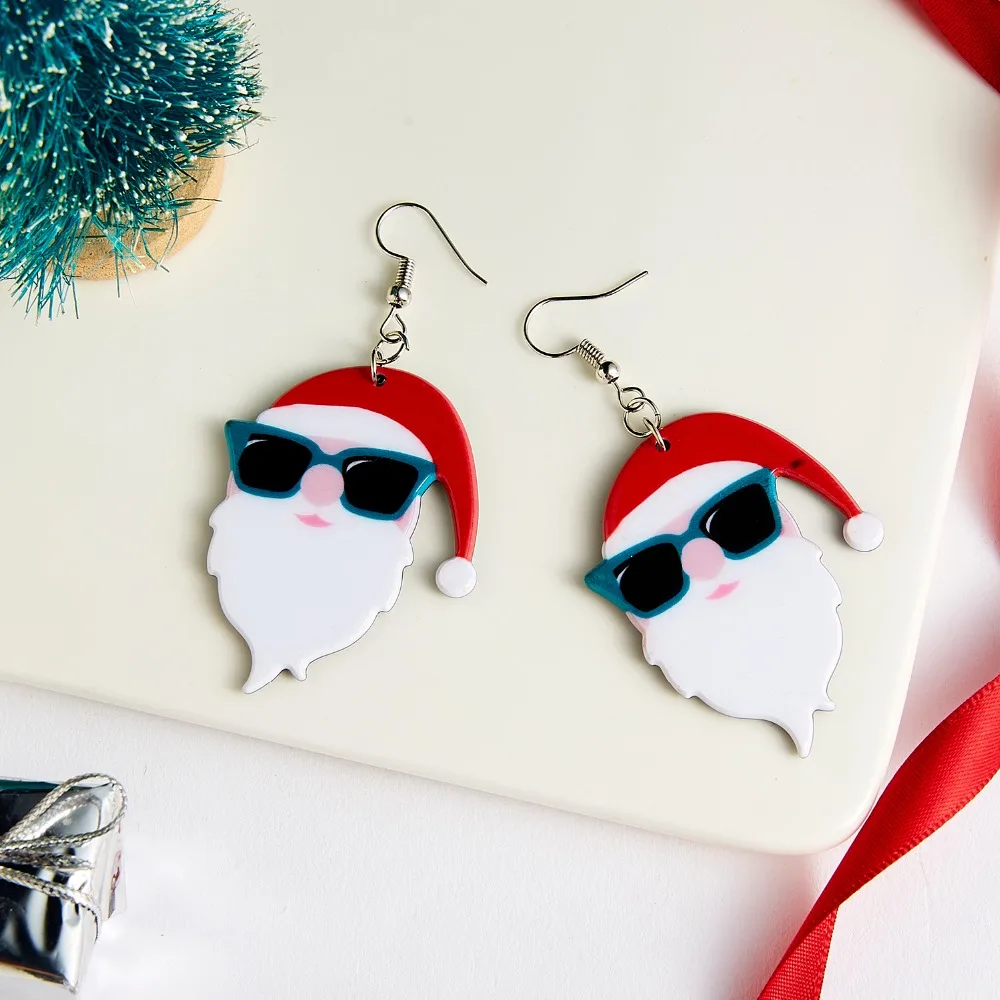 Rinhoo рождественские акриловые серьги подарок крутой Санта Клаус колокольчик венок на рождественскую елку Висячие серьги рождественские новогодние подарки для женщин