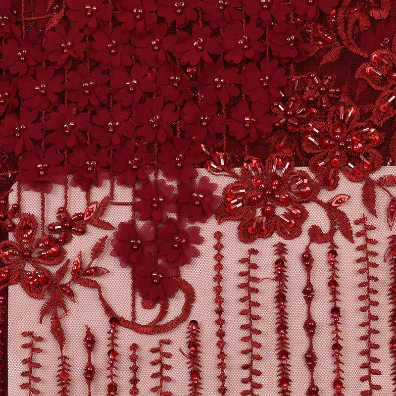 Bridal Beads Lace Fabric Latest African Lace Fabric 3d Lace Embroidery French African Wedding Lace Fabric 2861b