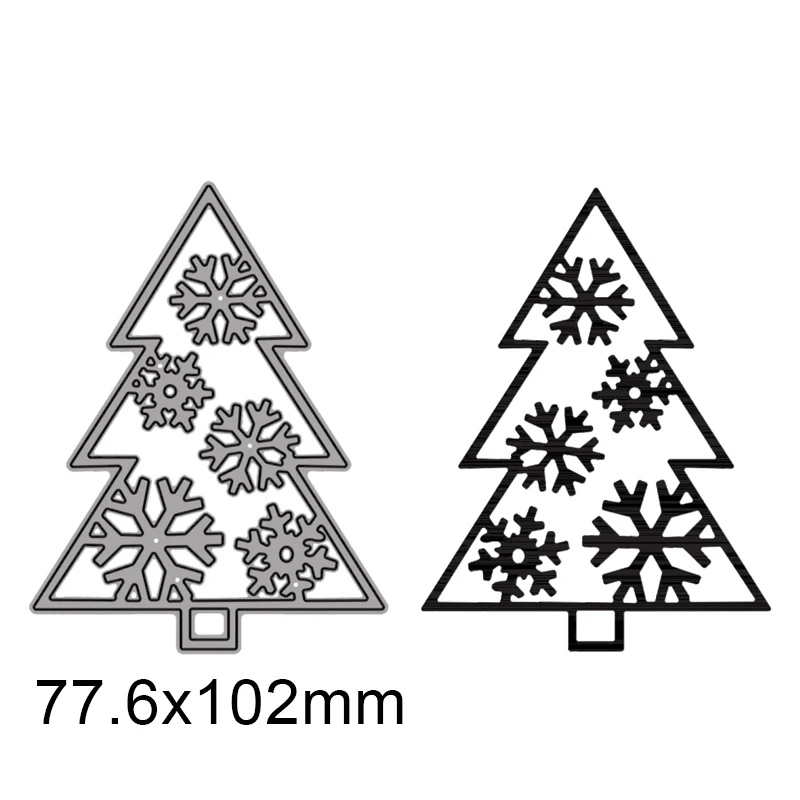 Новогодняя елка со снежинкой металлические пресс-формы для рукоделия