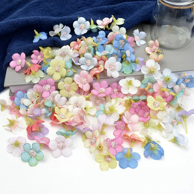 

50/100pcs Mini Silk Sunflower Daisy Wedding Party Home Decoration 2.5cm Artificial Flower Head Diy Wreath Scrapbook Gift Box