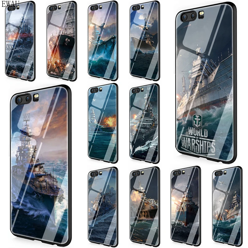 EWAU World of Warships чехол из закаленного стекла для телефона для huawei Y6 Y9 mate 20 Honor 7A 8X9 10 Lite Pro