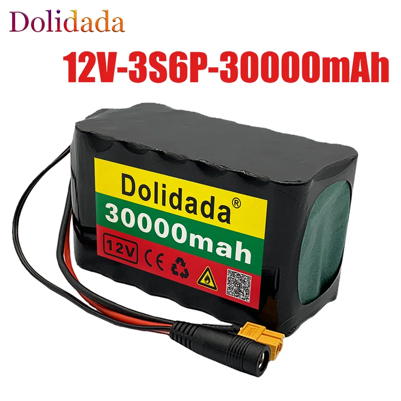 

3S6P 12V 30Ah 40A BMS orline battery pack 18650 li-ion cells 30000mah XT60 DC5521 400Watt High Power Motor Scooter light
