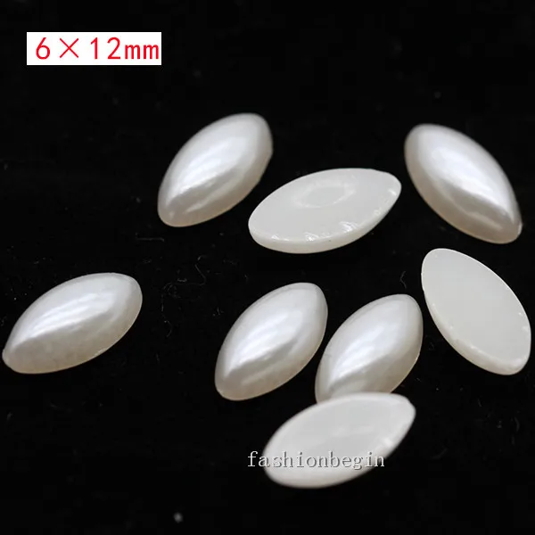 100p 6x12 navette Имитация жемчуга цвета слоновой кости для скрапбукинга, украшения для рукоделия, украшения для ногтей, изготовление свадебных открыток, сшитые бусины для одежды, разные формы - Цвет: 100p 6x12 navette