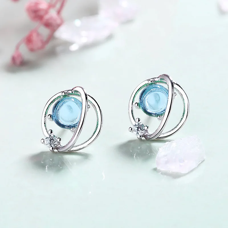 

MEYRROYU 925 Sterling Silver Creative Key Design Crystal Zircon Stud Earrings Ladies Fashion Simple Party Jewelry Earrings