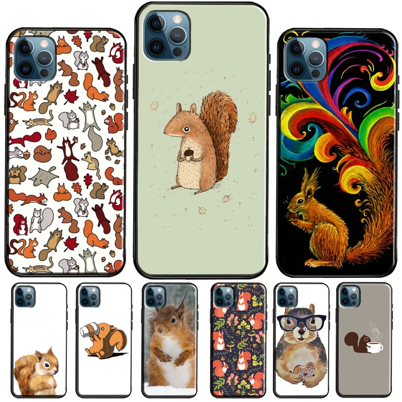 Чехол с мультяшными животными и белкой для iPhone 11 Pro Max 12 mini X XR XS 6S 7 8 Plus SE 2020 задняя