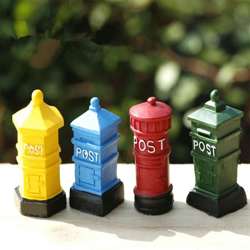

Miniatures Fairy Garden Decoration Mini Retro Red Postbox For Micro Landscape Fairy ZAKKA Bonsai Terrarium Figurine Crafts Decor
