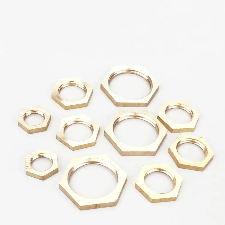 1-5pcs Brass Hex Lock Nuts Pipe Fitting 1/8" 1/4" 3/8" 1/2" 3/4" 1" BSP Female Thread Hexagonal shank Flange cap