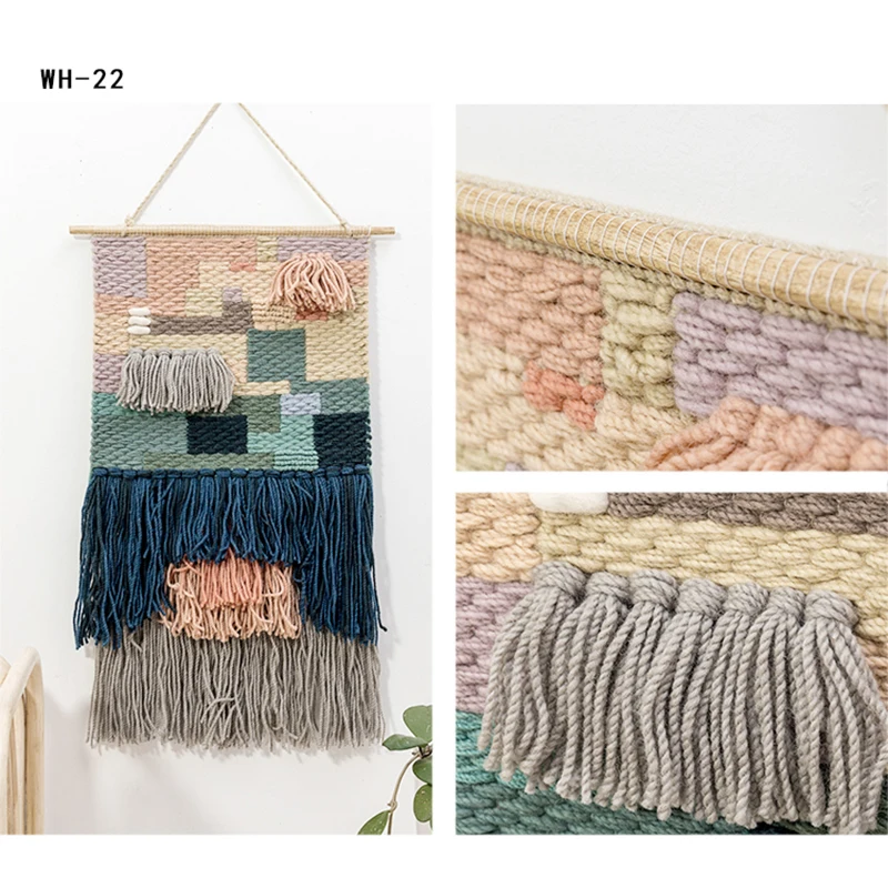 

NORDIC BOHEMIA STYLE WOOL TAPESTRY HAND WEAVE KNIT WALL HANGING TAPESTRIES HOME DECORATION BACKGROUND DECOR WALL ORNAMENTATION