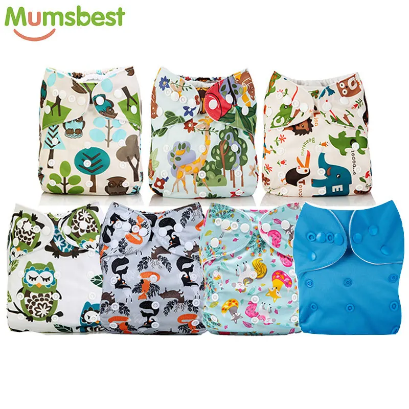 Mumsbest/7 шт./компл. подгузник в стиле унисекс с милым рисунком детская одежда Подгузники Регулируемый Моющиеся младенцев подгузники для новорожденных Подгузники - Цвет: 1 PACK