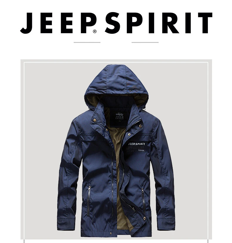 JEEP SPIRIT Новая модная Осенняя военная куртка мужская повседневная с капюшоном воротник Мужская куртка сетчатая верхняя одежда на подкладке ветровка куртка пальто