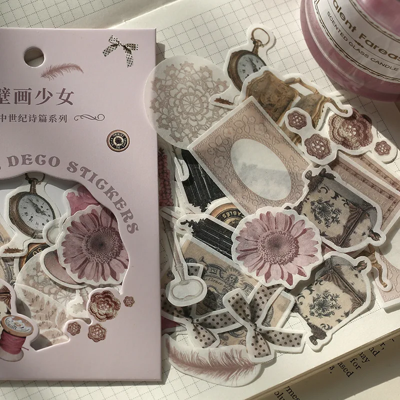 40 шт./компл. винтажный растительный цветочный узор|Канцелярские наклейки| |