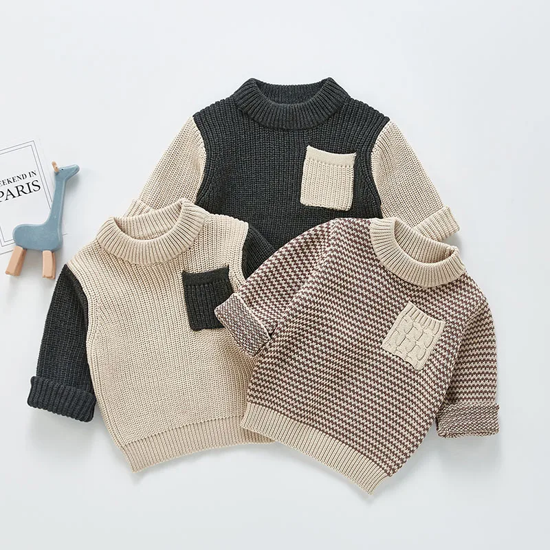 

Spring Kids Baby Girl Boy Pure Color Sweaters Clothing Autumn Baby Kids Girl Boy Long Sleeve Knit Pullover Sweaters